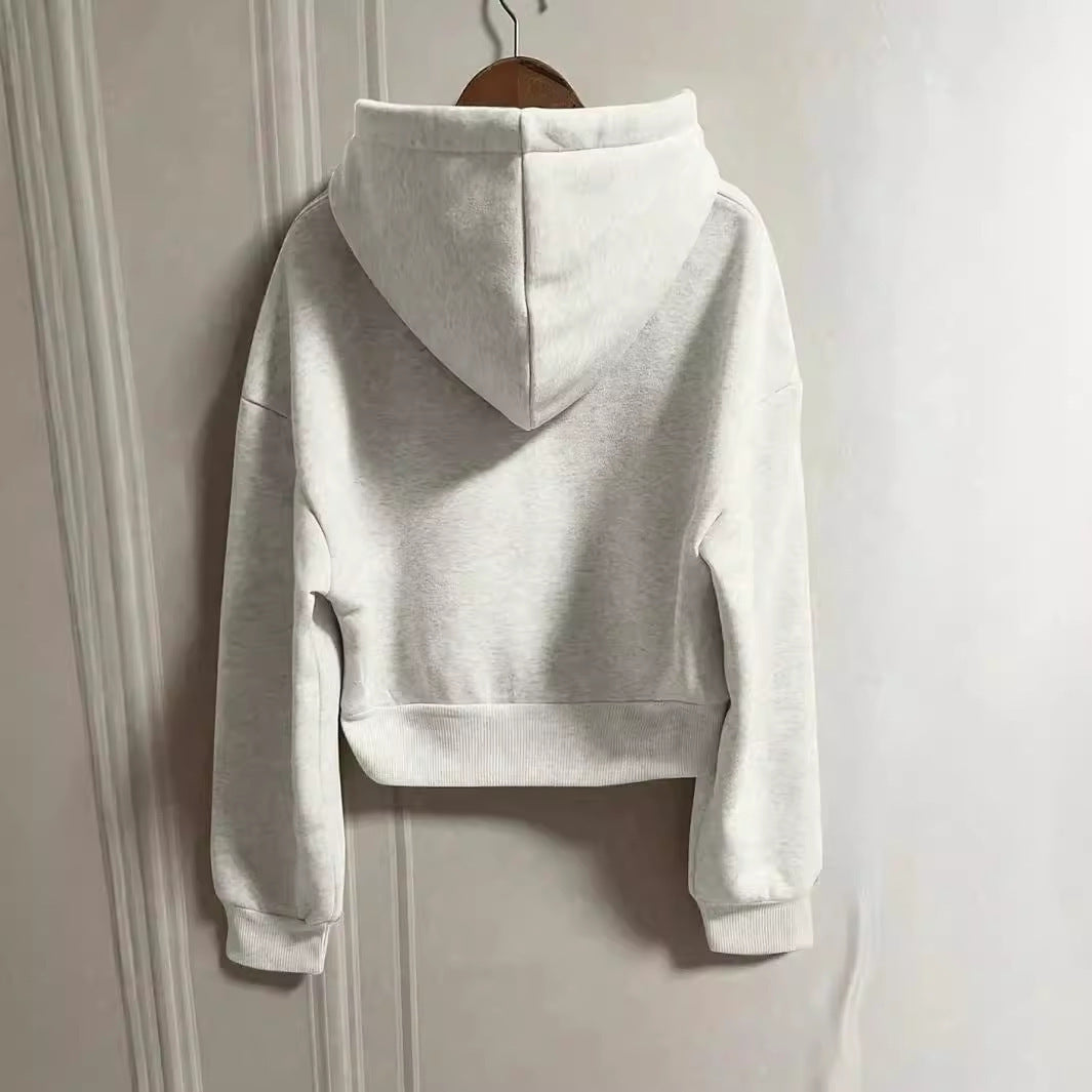 Simple Temperament Hoodie With Drawstrings Design