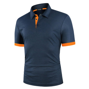 Men's Polo Shirt Short-sleeved T-shirt Color Matching Casual Top